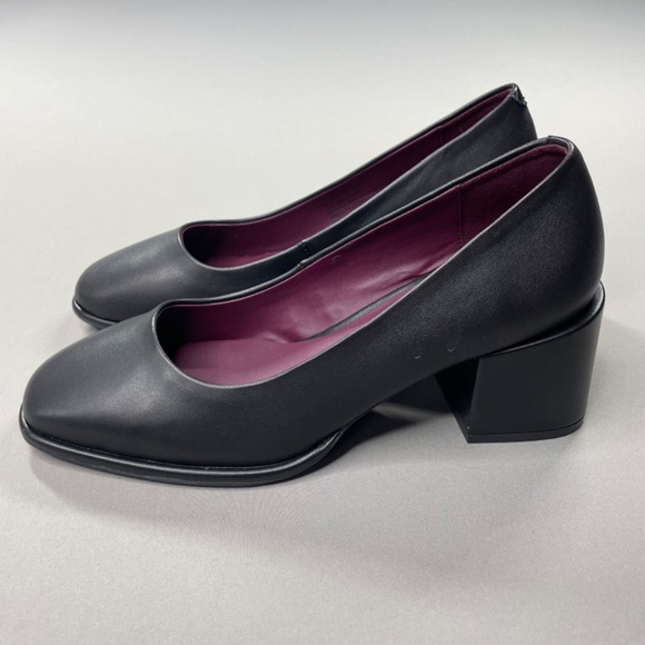 NEW Aerosoles Shoes Womens 6 black purple leather Alae block heels - Picture 4 of 12